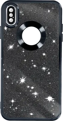 Produktbild von Avizar, Glitzer-Silikonhülle mit Chromumrandung für Apple iPhone XS Max, Schwarz
