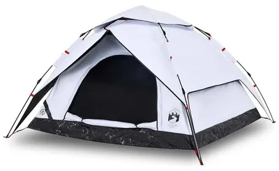 Image de Tente de camping en forme de dôme, pour 3 à 4 personnes, montage rapide, BLANCHE