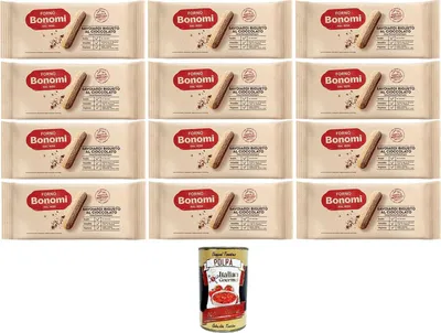 Produktbild von Forno Bonomi- Savoiardi bigusto al cioccolato Keks-Löffelchen mit Schokolade 12x 200gr + Italian Gourmet polpa 400g