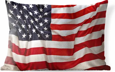 Produktbild von MuchoWow® Outdoor Kissen - Nahaufnahme der amerikanischen Flagge - 50x30 cm - Wetterfest - Lounge Kissen - Sofa kissen - Wohnzimmer Dekoration