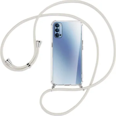 Produktbild von Handykette Backcover-Schutzhülle mit Band (Metall silberfarben) für Oppo Reno4 5G - broken white