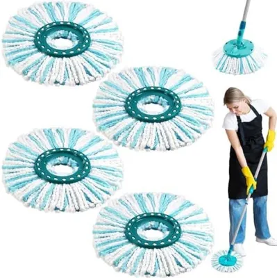 Produktbild von PolkaHome® Set mit 4 Mikrofasermop-Ersatzköpfen für Bodenreiniger, saugfähige Mopbezüge für Nass- und Trockenanwendung auf Fliesen und
