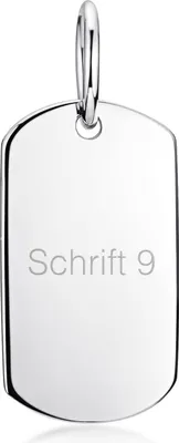 Produktbild von MATERIA by Matthias Wagner Gravur Anhänger Silber 925 klein - Dog Tag personalisiert 11x20mm rhodiniert KA-325-Silber