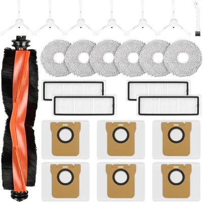 Produktbild von 24 Stück Zubehörset für Xiaomi X20+ / X10+ Saugroboter, Ersatzteile 1 Hauptbürste 6 Wischpad 6 Staubbeutel 6 Seitenbürste 4 HEPA Filter 1 Reinigungszubehör