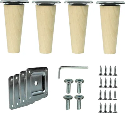 Produktbild von Holzfüße gerade 10cm Holzmöbelfüße Möbelbeine Buche Holz Möbelfüße Schrank Beine Kegel 4 Stück