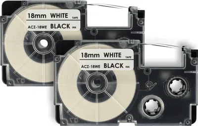 Produktbild von vhbw 2x Schriftband-Kassette Ersatz für Casio XR-18WE, XR-18WE1 für Etiketten-Drucker 8m x 18mm Schwarz auf Weiß