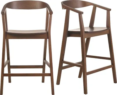 Produktbild von Miliboo - Skandinavische Barhocker aus dunklem Holz (2er Set) BAHIA