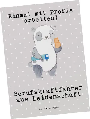 Produktbild von Mr. & Mrs. Panda Postkarte Berufskraftfahrer Leidenschaft - Grau Pastell - Geschenk, Fotokarte, Postkarten, Ansichtskarte, Ansichtskarten, Grußkarte