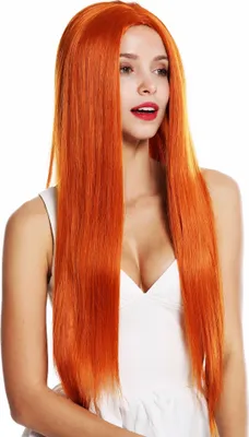 Produktbild von WIG ME UP Perücke lang glatt Mittelscheitel Orange-Rot K9293L-35