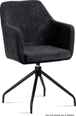 Produktbild von Armlehnstuhl drehbar (6er-Set) Donnie 57x87x60 Schwarz/Anthrazit