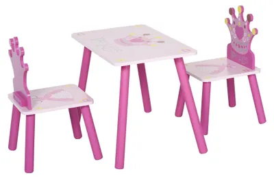 Produktbild von HOMCOM 3-tlg. Kindersitzgruppe mit 1 Kindertisch 2 Stühle Kindermöbel Kiefer