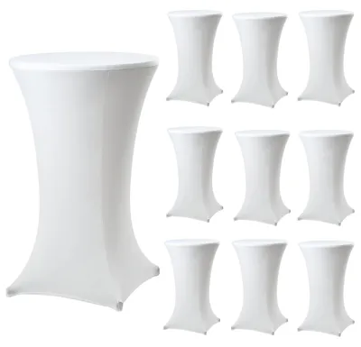 Produktbild von 10x Stehtischhusse Stretch 70 cm weiß Tischdecke Husse Bistrotisch Partytisch