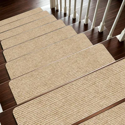 Treppenmatten, selbstklebend, 15 Stück, beige, 76x20 cm, Antirutsch