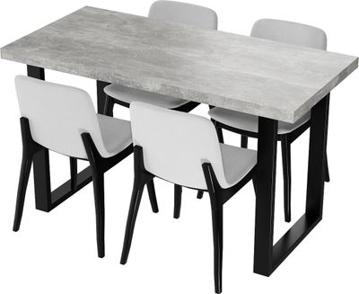 SKXMobel Esstisch Maßgefertigter 100x60x76, Mondern Küchentisch aus Holz in naturel colour, Esszimmertische, Küchentisch aus Grauer Beton