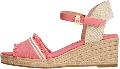 Immagine prodotto di Tommy Hilfiger: espadrillas da donna con zeppa, in tela con frange, colore rosso (effetto lavaggio)
