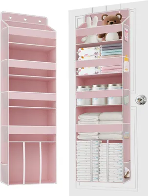 Produktbild von Tür Organizer für Babyartikel, 4 Fächer, 1 Caddy, 10 Netztaschen, Kinderzimmer Aufbewahrung