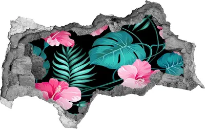 Produktbild von Selbstklebender Loch-3D-Aufkleber 95x73 cm tropische Blumen