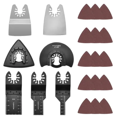 Image de Jeu de lames de scie multifonction, 22 pièces, pour bois, métal et plastique, avec boîte de rangement