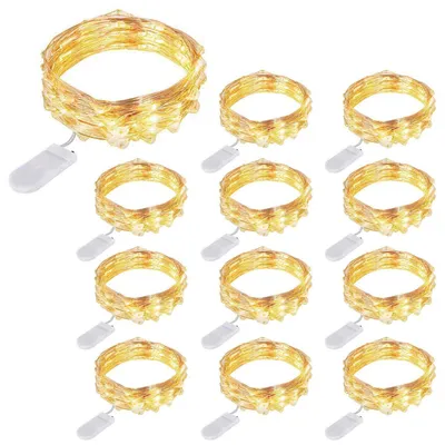 12er-Set Lichterketten, 20 LEDs, 2 m, warmweiß, batteriebetrieben