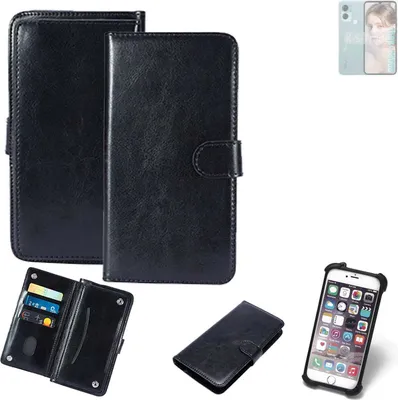 Produktbild von K-S-Trade 360° Hülle kompatibel mit Oukitel C33 schwarz Kunstleder Case BookCase WalletCase Kunstlederederhülle Handyhülle, Rundumschutz Bumper