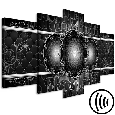 Produktbild von Akustikbild Abstrakt 200x100 cm Bilder Akustikschaum Hochleistungsschallabsorber Schallschutz Leinwand 5 tlg Wandbild Raumakustik Schalldämmung Mandala a-C-0147-b-p