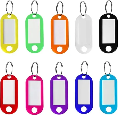 Produktbild von 10 Farbetiketten-Schlüsselanhänger 4,7 cm werden zum Markieren von Gepäckanhängern, Anhängern, Hotelnummern, Klassifizierungsanhängern, Schlüsselanhängern und Haustieranhängern verwendet