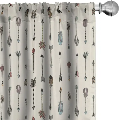 Produktbild von ABAKUHAUS Pfeil Vorhänge, Gardinen, Böhmische Art-Historische mit bunten Federn Vertically Aligned, 2 Stück 75 x 175 cm, Eischale und Mehrfarbig