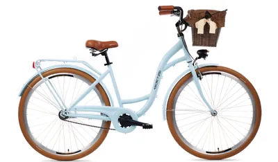 Produktbild von Goetze Style 28 Zoll City Bike, 18 Zoll Tiefeinsteigerrahmen, 1-Gang mit Rücktritt & V-Bremse & , LED-Beleuchtung, Komfortsattel, Rattankorb