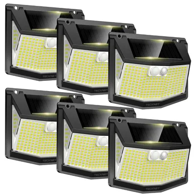 Solar-LED-Außenleuchte 248 LEDs, 300°, Bewegungsmelder, IP66, 6er-Pack