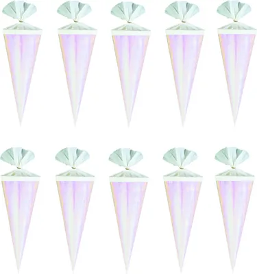 Produktbild von 10 Deko Schultüten / Länge: 15cm / Farbe: rose' mit weissen Krepp