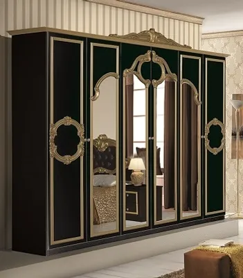 Produktbild von Barock Kleiderschrank Barocco 6 trg. in Schwarz / Gold