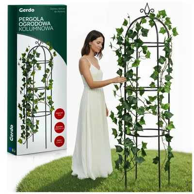 Produktbild von Gerdo | Garten Säulenpergola 200 cm Schwarz – Metall Rankhilfe Für Rosen Kletterpflanzen – Stabil & Wetterbeständig