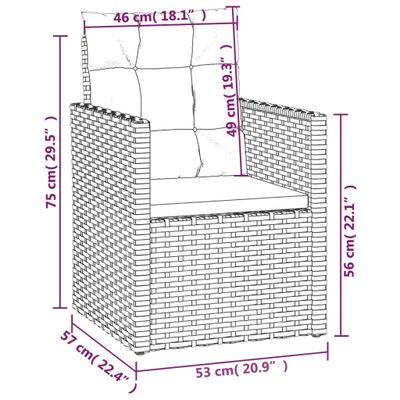 vidaXL Gartensessel mit Kissen Grau Poly Rattan