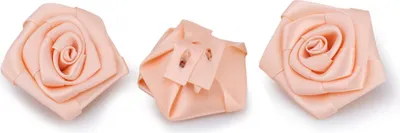 Produktbild von Satinrosen 6cm zum Basteln & Aufnähen 3 Stück Apricot