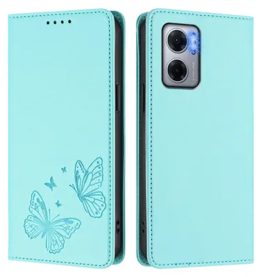 Image de Étui en cuir pour Xiaomi Poco M5/M4 5G/Redmi 10 5G, motif papillon, étui portefeuille à rabat avec support, vert menthe