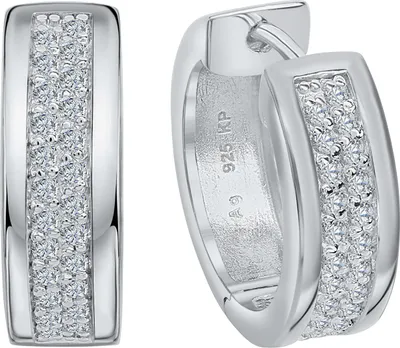 Produktbild von V Creolen 925 Silber rhodiniert Zirkonia 925/- Sterling Silber 1,8cm Silbergrau Zirkonia weiß 274210035-1