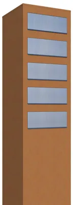 Produktbild von Briefkastenanlage Monolith for Five in Rost mit Edelstahlklappe