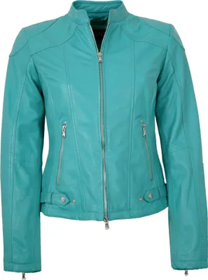 Produktbild von Jilani - Damen Lederjacke Lammnappa mermaid türkisblau : 36