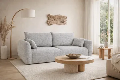 Produktbild von Kaiser Möbel Sofa mit Schlaffunktion und Bettkasten, Chenille-Stoff Artico, Cement, Zephira