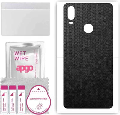 Produktbild von apgo Rückseite Schutzfolie, Skin, kompatibel mit Vivo Y12i, Hinten Displayschutzfolie aus Vinylfolie, kratzfest, einfache Montage - Schwarze Honigwabe