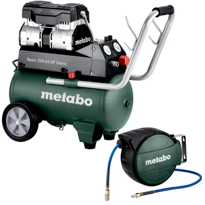 Produktbild von Metabo Basic 220-24 OF Silent Kompressor 1,1kW, 8bar, 24L & Schlauchaufroller