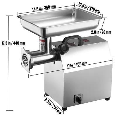 Immagine prodotto di Macinino elettrico per carne - Tritatutto per carne - Macchina per carne macinata - Macchina per salsicce - Motore da 650 Watt - Acciaio inossidabile