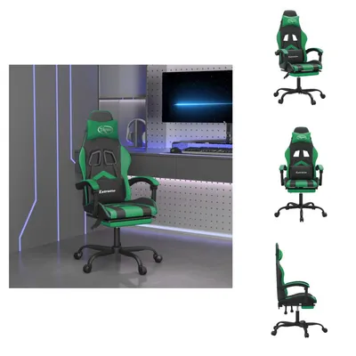 Image de vidaXL Chaise de jeu avec repose-pieds Pivotante Noir & Vert Similicuir - Fauteuil de jeu