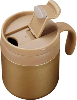 Produktbild von Isolierte Kaffeebecher aus Edelstahl, doppelwandig, mit auslaufsicherem Deckel (Farbe: Gold) (1 Stück)