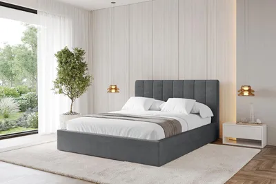 Produktbild von ALTDECOR Polsterbett mit Bettkasten - STERA 140x200 cm Dunkelgrau - Bett mit Matratze H3/H4, Kopfteil, Boxbett, Lattenrost, Doppelbett mit Stauraum