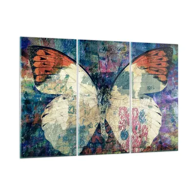 Produktbild von Bilder auf glas - Schmetterling Abstraktion - 105x70cm - Glasbilder - Wandbilder - Kunstdruck - zum Aufhängen bereit - Wanddekoration aus Glas - Glas Bilder - Wandbild auf Glas - GCE105x70-3990