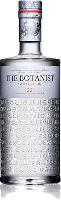 A studio shot of a bottle of The Botanist Islay Dry Gin.