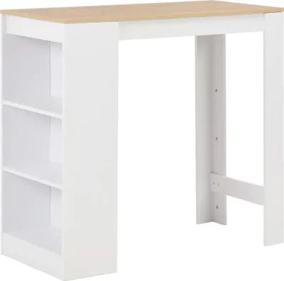 Image de Table de bar avec étagère Blanc 110x50x103 cm