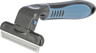 Produktbild von TRIXIE Carding-Striegel, extra scharf - dunkelgrau/blau - 8 × 14 cm