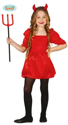 Produktbild von rotes kurzes Teufel Kleid für Mädchen Gr. 98-146, Größe:140/146